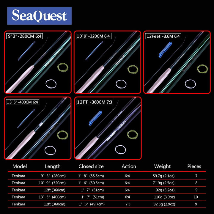 SeaQuest Tenkara Rod kit 6:4 7:3 9'5" 10'9" 12' 13'5" 6:4 13'5 TG kit 5, 6:4 13'5 TG kit 5