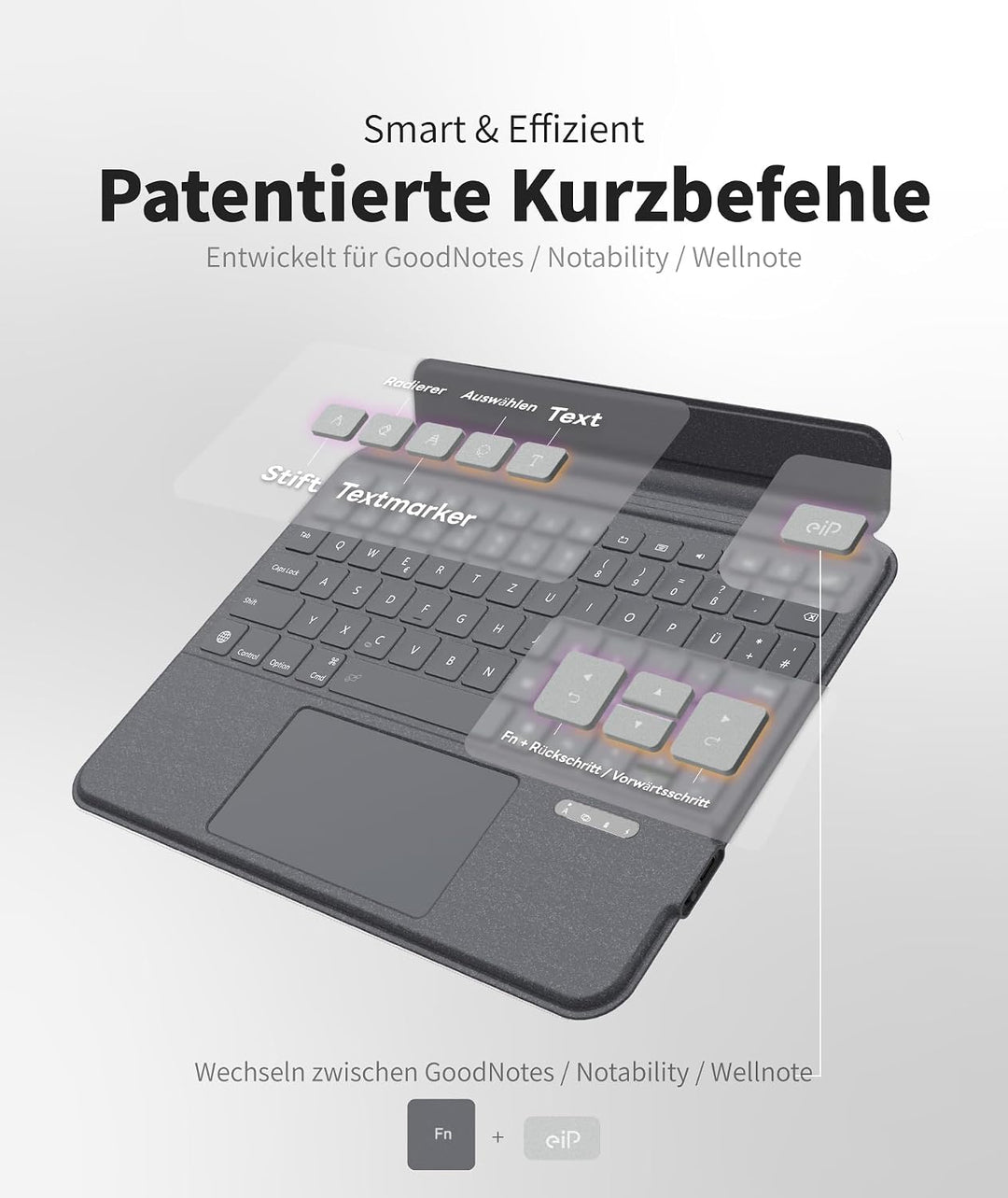 eip Magnetix Tastatur Hülle für iPad Pro 11" (M5 2025 / M4 2024) | Magnetische abnehmbare Hülle mit