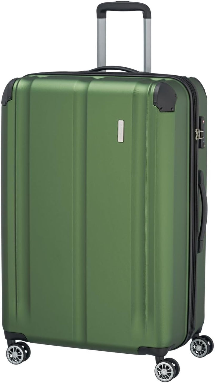 Travelite 4-Rad Koffer L mit TSA Schloss + Dehnfalte, Gepäck Serie CITY: Robuster Hartschalen Trolle