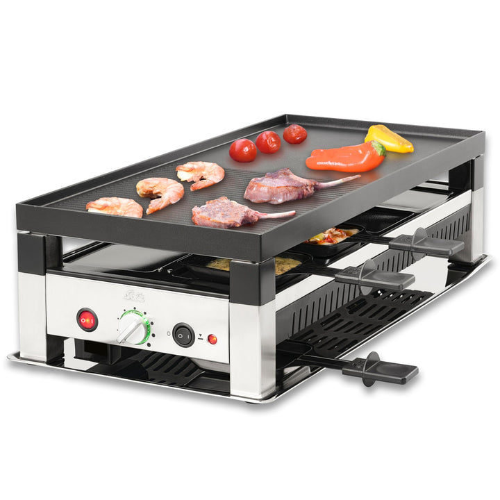 Solis Tischgrill 5 in 1 Table Grill 791 - Raclette + Grill + Wok + Pizza Grill + Crêpes - Raclette f