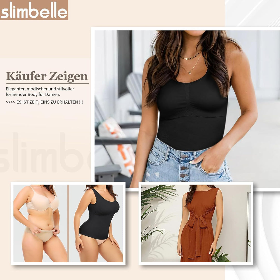 SLIMBELLE Damen Unterhemd BH Hemd Seamless Tank Top mit entfernbaren Cups Bauchweg Shapewear Top Ohn