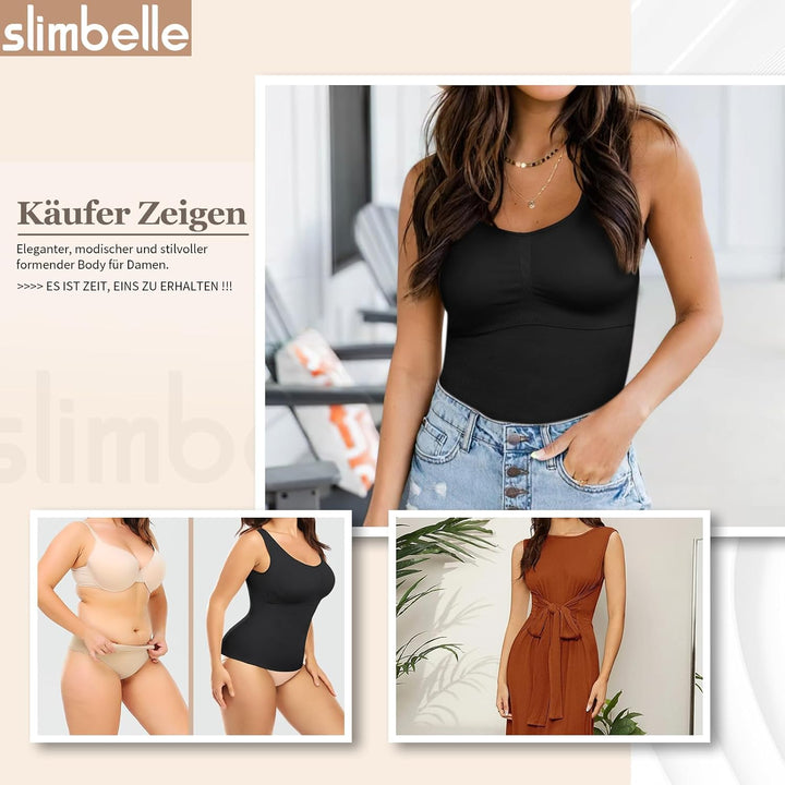 SLIMBELLE Damen Unterhemd BH Hemd Seamless Tank Top mit entfernbaren Cups Bauchweg Shapewear Top Ohn