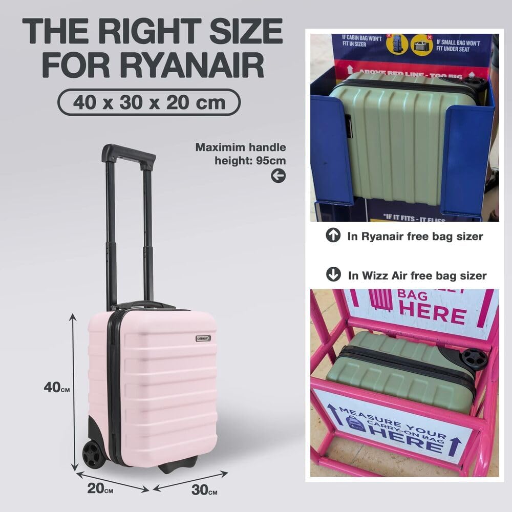 Cabin Max Anode Hardscalen Handgepäck Trolley-Koffer für Untersitz, 24 l, Wizz Air 40x30x20cm, (Rosa