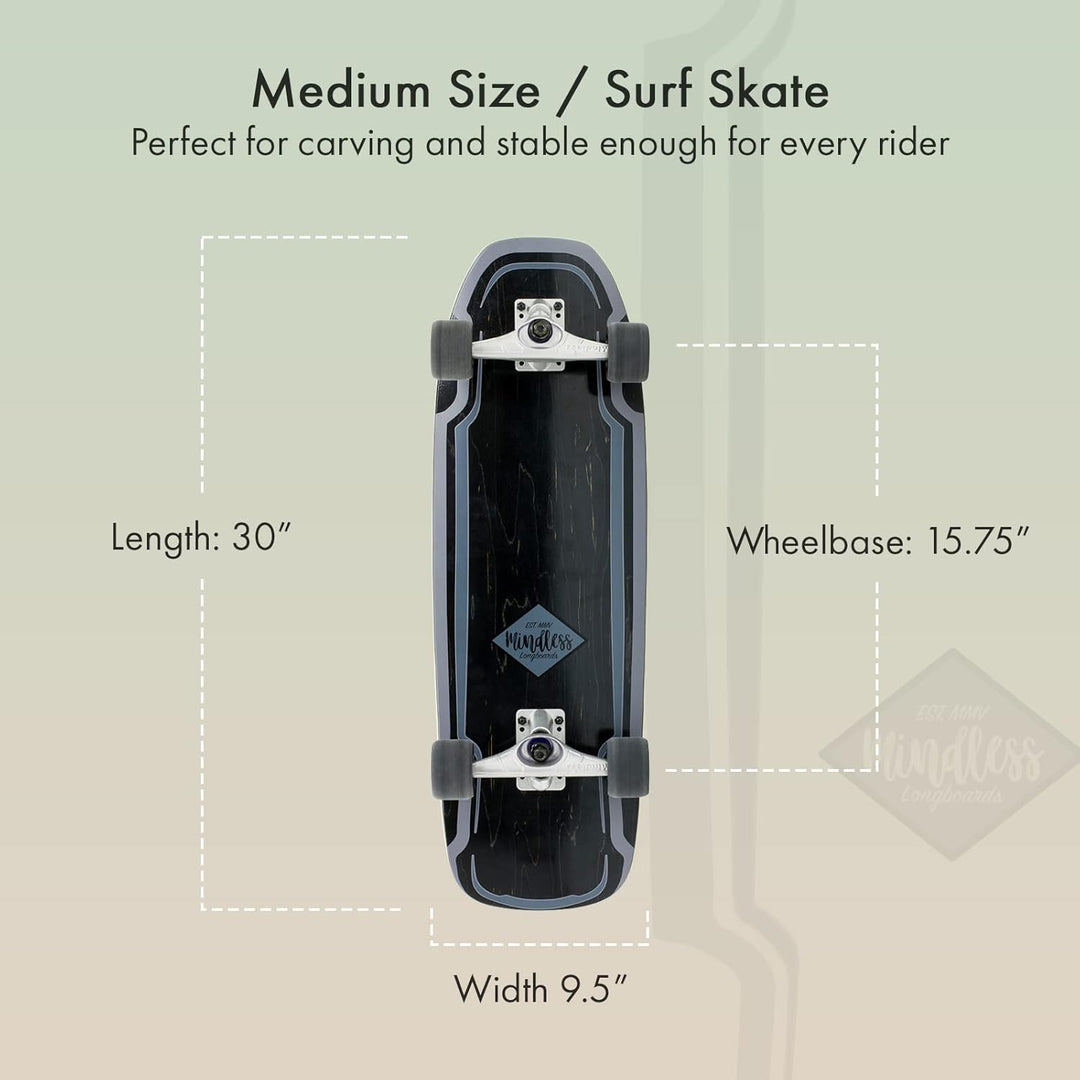 Mindless Longboards Surf Skate Longboard Skateboard Unisex Erwachsene 9.5" Schwarz (Black), 9.5" Sch