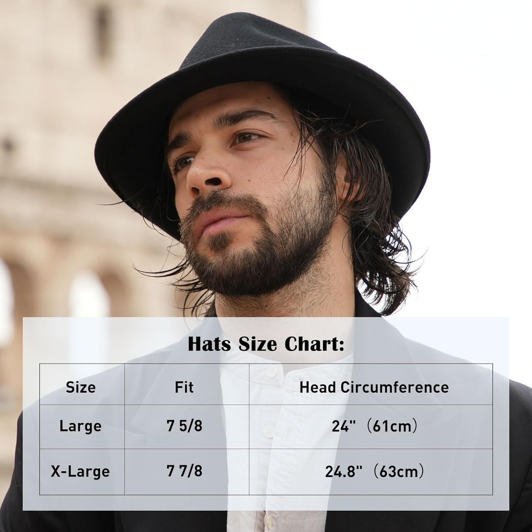 Comhats Unisex Filzhut Fedora für Herren und Damen-Winter Wolle Trilby Hat mit Krempe-Männer Panama