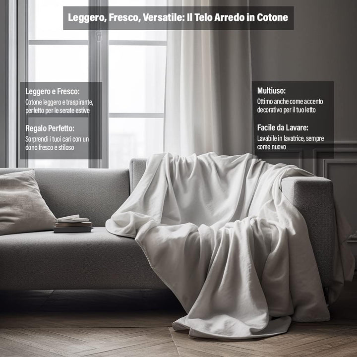 HomeLife - Überwurf für Sofa, gestreift, 260 x 280 cm, Mehrzweck-Überwurf aus Baumwolle, Granfoulard