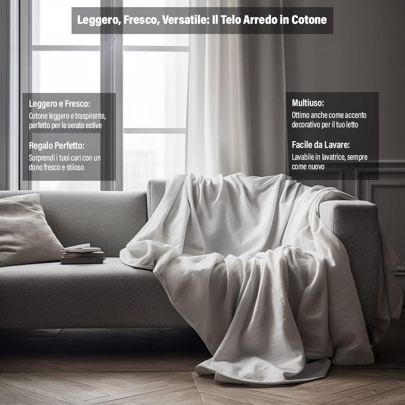 HomeLife - Überwurf für Sofa, gestreift, 260 x 280 cm, Mehrzweck-Überwurf aus Baumwolle, Granfoulard