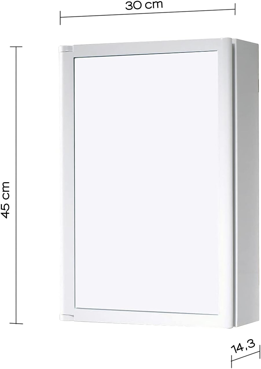 Gedy R&amp;D Design ABS-Badezimmerschrank, 45 x 30 x 14,3 cm, Weiss (ohne Spiegel)