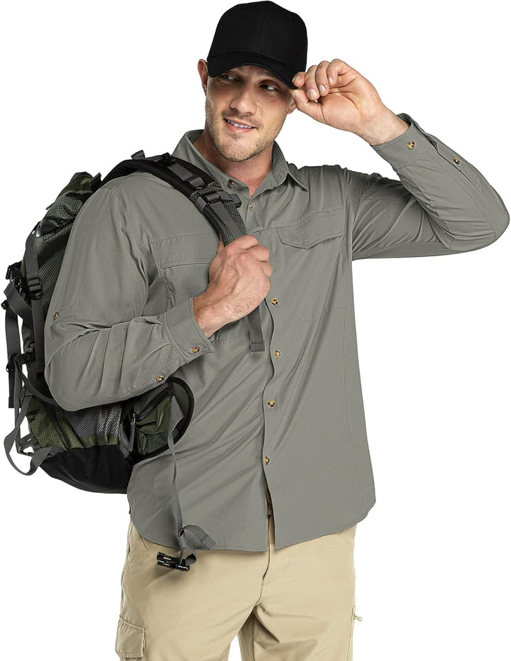 Outdoor Ventures Hemd Herren Freizeithemd Langarm Outdoor Shirt Atmungsaktive Schnell Trocknende Fun