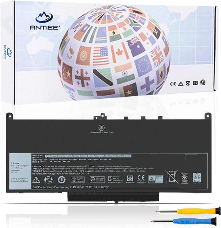 ANTIEE 55WH J60J5 Laptop Akku für Dell Latitude E7270 E7470 P61G001 Series Notebook P26S P26S001 0MC