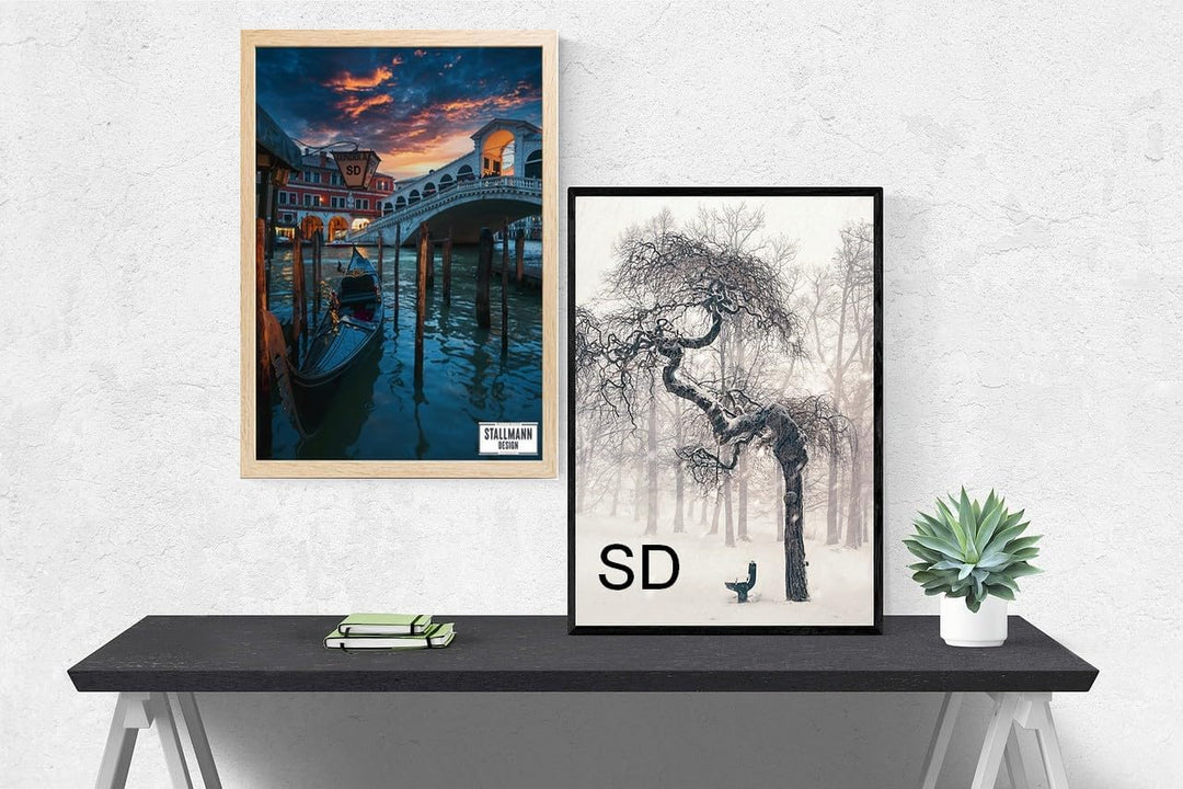 Stallmann Design Bilderrahmen 68x98 cm sonoma-eiche Holz mit Acrylglas Rahmen-Breite 20mm Posterrahm