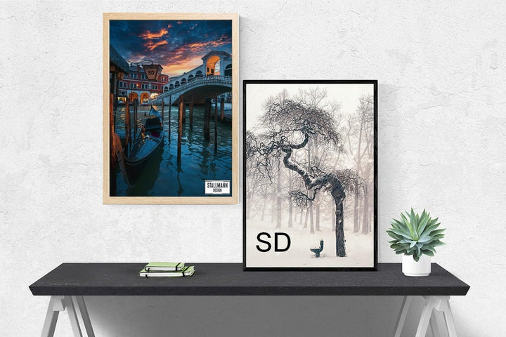 Stallmann Design Bilderrahmen 68x98 cm sonoma-eiche Holz mit Acrylglas Rahmen-Breite 20mm Posterrahm