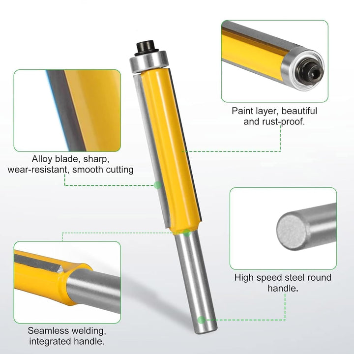 4 Stück Bündigfräser Schaft Fräser Oberfräser 8mm Schaft Kopierfräser mit Kugellager Nutfräser Bündi