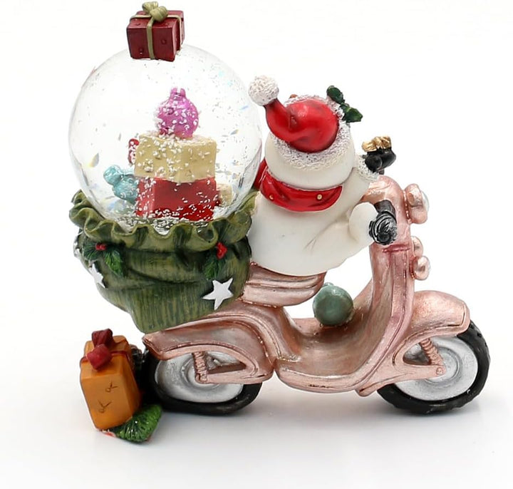 Schneekugel Schneemann auf Roller - Motorrad, L/B/H/Ø Kugel 11 x 6 x 11 cm Ø 4,5 cm, Schneemann