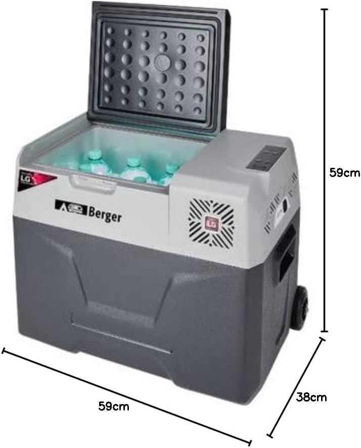 BERGER Kompressor Kühlbox B40-T 39 L │ 12V, 24V, 230V Stecker │ Elektrische Auto Kühlbox mit Rollen