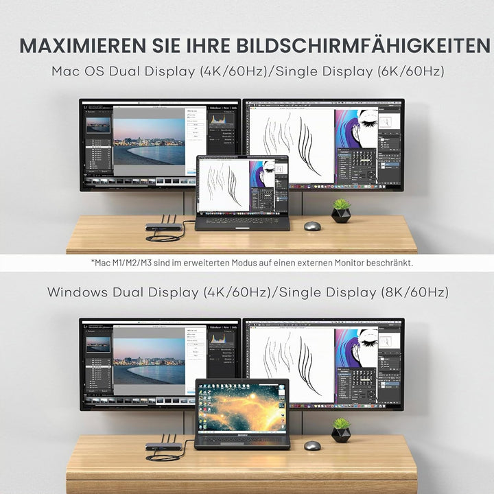 SATECHI Thunderbolt 4 Slim Hub Pro 5-in-1 Dockingstation, PD 96W, 8K- oder Dual 4K Display, 4X Thund