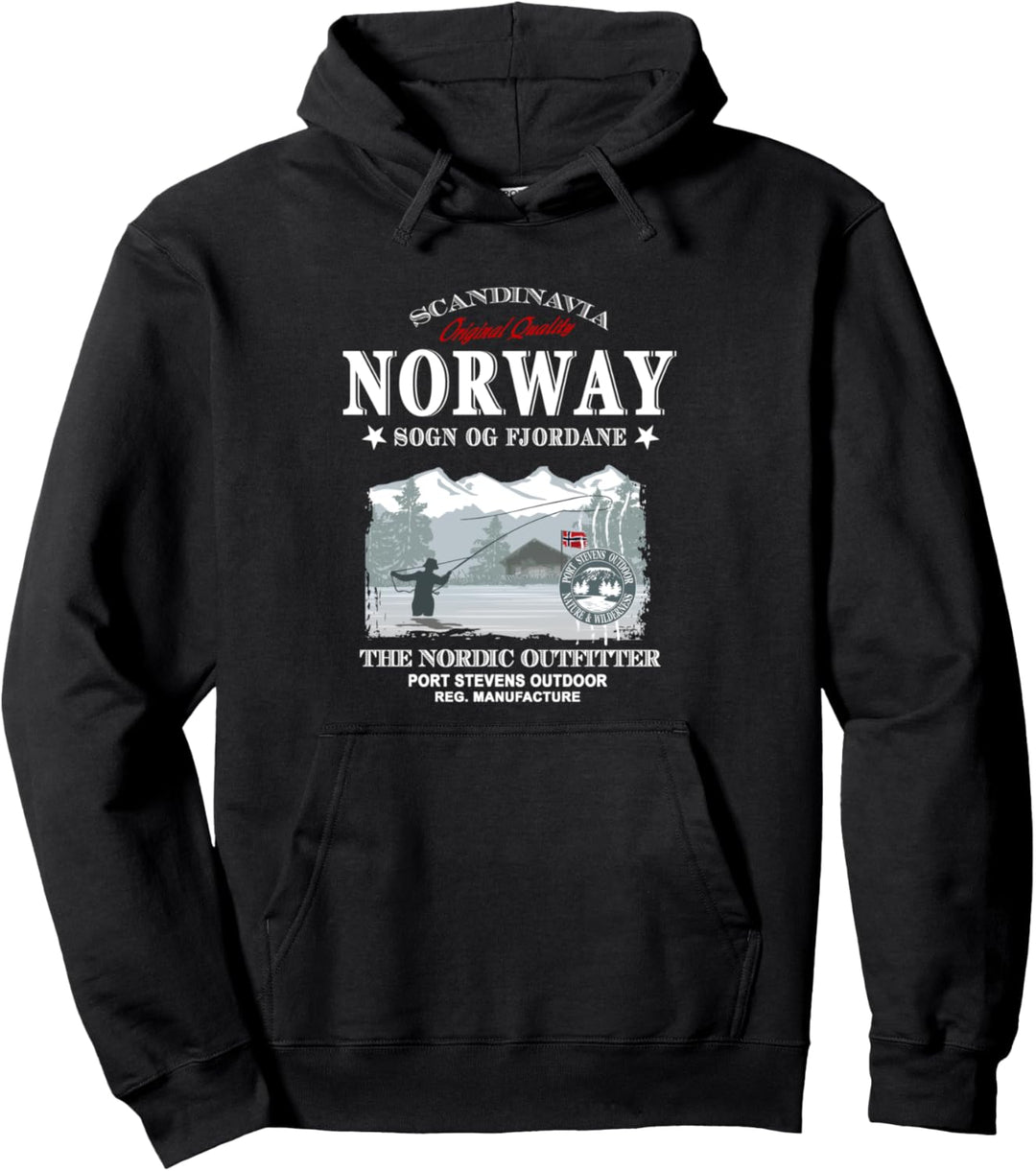 Norwegen Angler Angeln Fischen Norwegische Flagge Fahne Pullover Hoodie