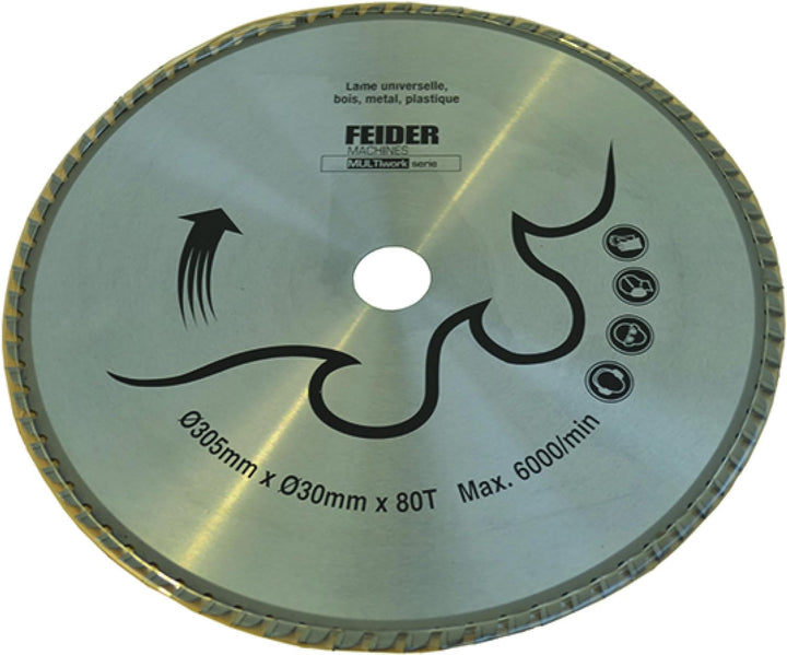 FEIDER F305LU Universal Kreissägeblatt - Sägeblatt für Kreissäge, Gezahnte Sägescheibe - Stahl - 305