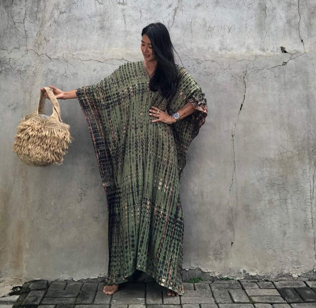 Damen Strandkleid Boho Strandponcho Plus Grösse Kaftan Sommerkleid Maxikleid Lose Maxi Kimono Kaftan