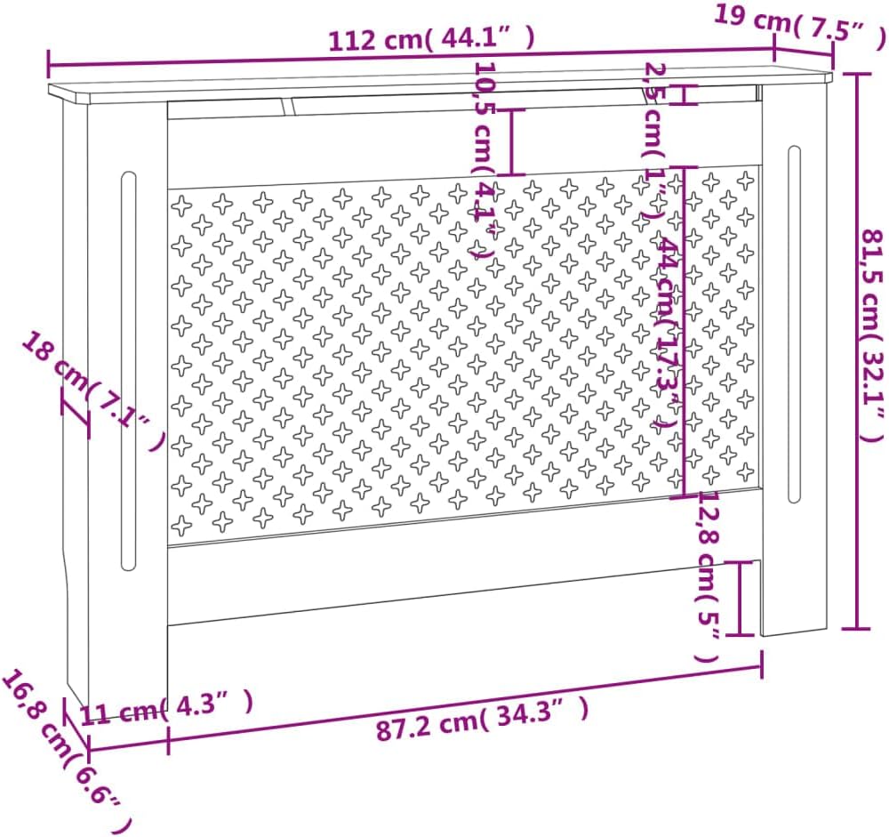 puraday Wohnzimmer Heizkörperabdeckung 112×19×81,5 cm MDF Heizkörper Verkleidung Abdeckung Heizkörpe