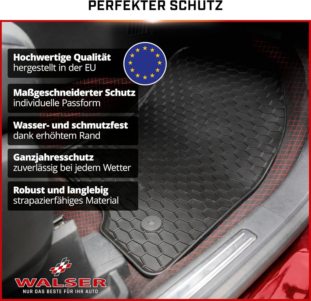 WALSER DirtGuard Gummi Fussmatten Auto kompatibel mit VW Transporter IV 1990-2003, 100% passgenaue A