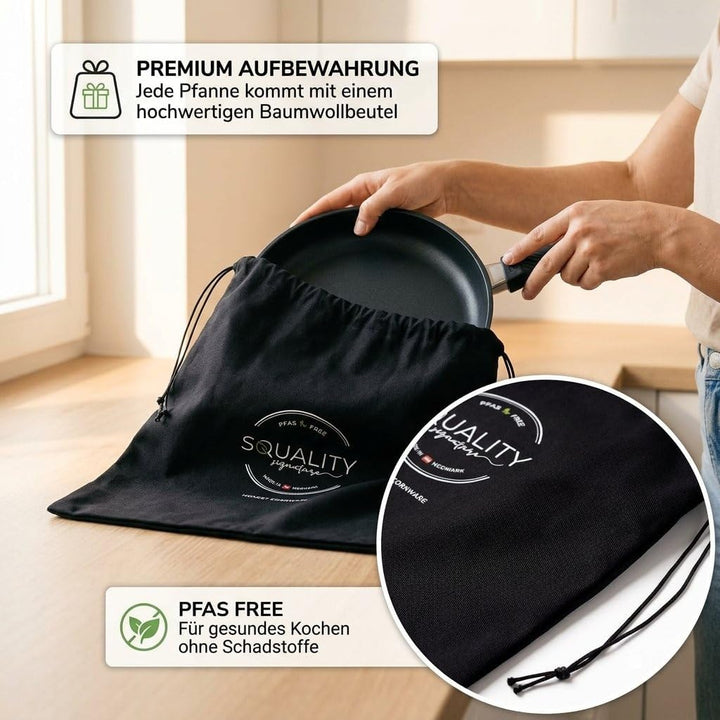 Premium Sossentopf PFAS frei 20 cm – Kochtopf klein | Milchtopf Induktion | Antihaft Stielkasserolle
