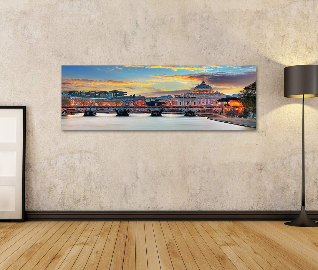 islandburner Bild auf Leinwand Vatikan Rom Sonnenuntergang Bilder Wandbilder Poster Leinwand 120x40c