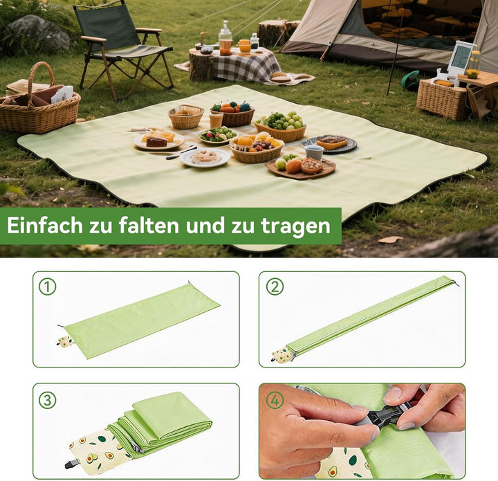 Wasserfeste Picknickdecke XXL (150x210 / 210x220 cm) - Ultraleichte Stranddecke Sandfrei &amp; Faltbar,