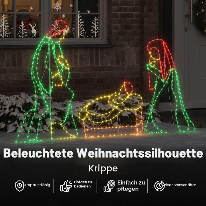 vidaXL Beleuchtete Krippenszene Mehrfarbig 112 x 72 cm PVC, Wohnzimmer, Moderne, erleuchtete Weihnac