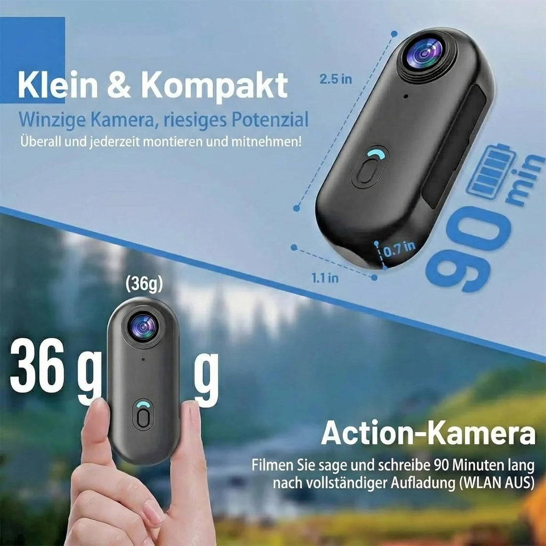 Mini Action Kamera 1080P Full HD, WiFi Action Cam & Bodycam, Wasserdicht 30m, Magnetische Körperkame