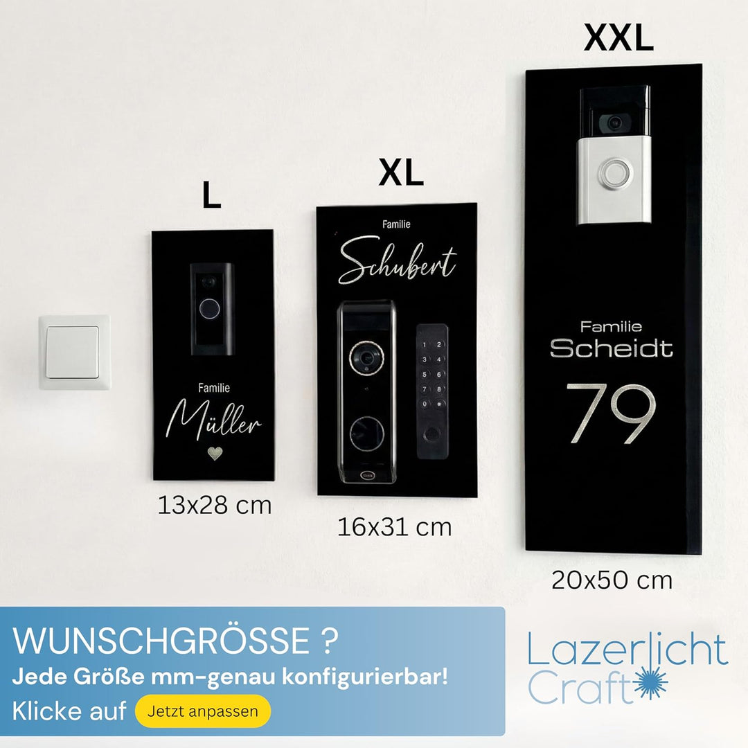 Klingelschild für Eufy Video Doorbell S330 Dual personalisiert – Acrylglas Blende mit Wunschgravur –