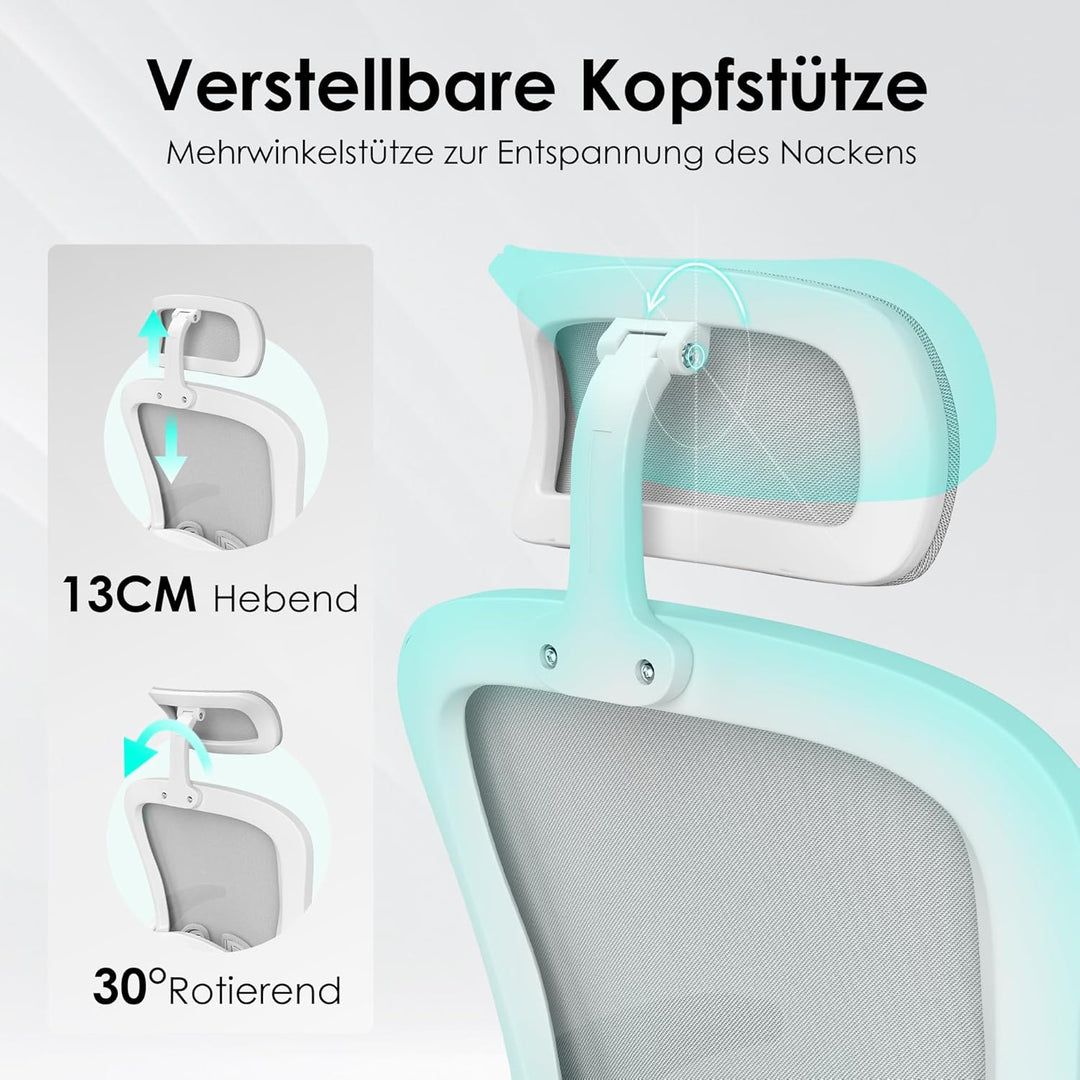 Farini Höhenverstellbar BürostuhlSchreibtischstuhl Bequem Ergonomischer Stuhl mit Kopfstütze, Home O