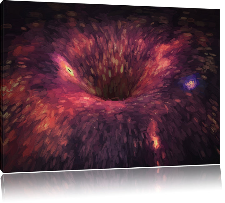 Pixxprint Schwarzes Loch im Weltall Kunst/Format: 100x70cm / Leinwandbild fertig bespannt Wandbild K
