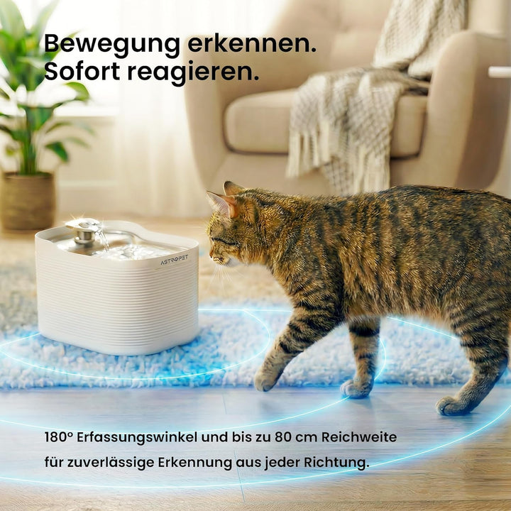 AstroPet Scorpio Katzenbrunnen Kabellos - 2,5L Trinkbrunnen für Katze & Hunde mit App Steuerung, 520