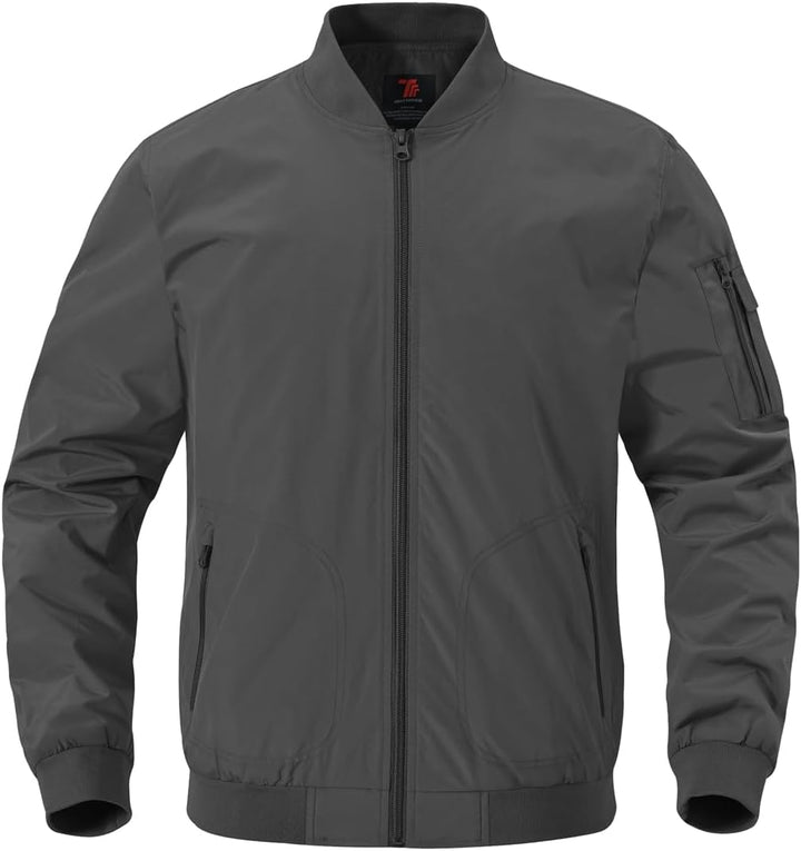 YSENTO Herren Bomberjacke Leichte Übergangsjacke Blouson Windbreaker Stehkragen Baseball Fliegerjack