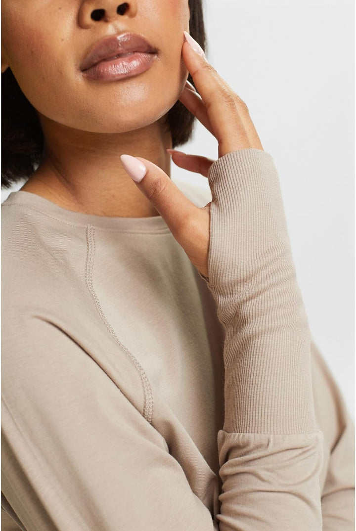 ESPRIT Damen Sus Ls Bk Open Sweatshirt (1er Pack) XXL Beige, XXL Beige