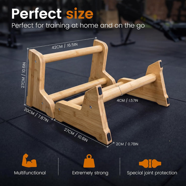 3-in-1 Calisthenics Equipment - Handstand Griffe Holz - Gelenksschonende Parallettes Ergonomische -