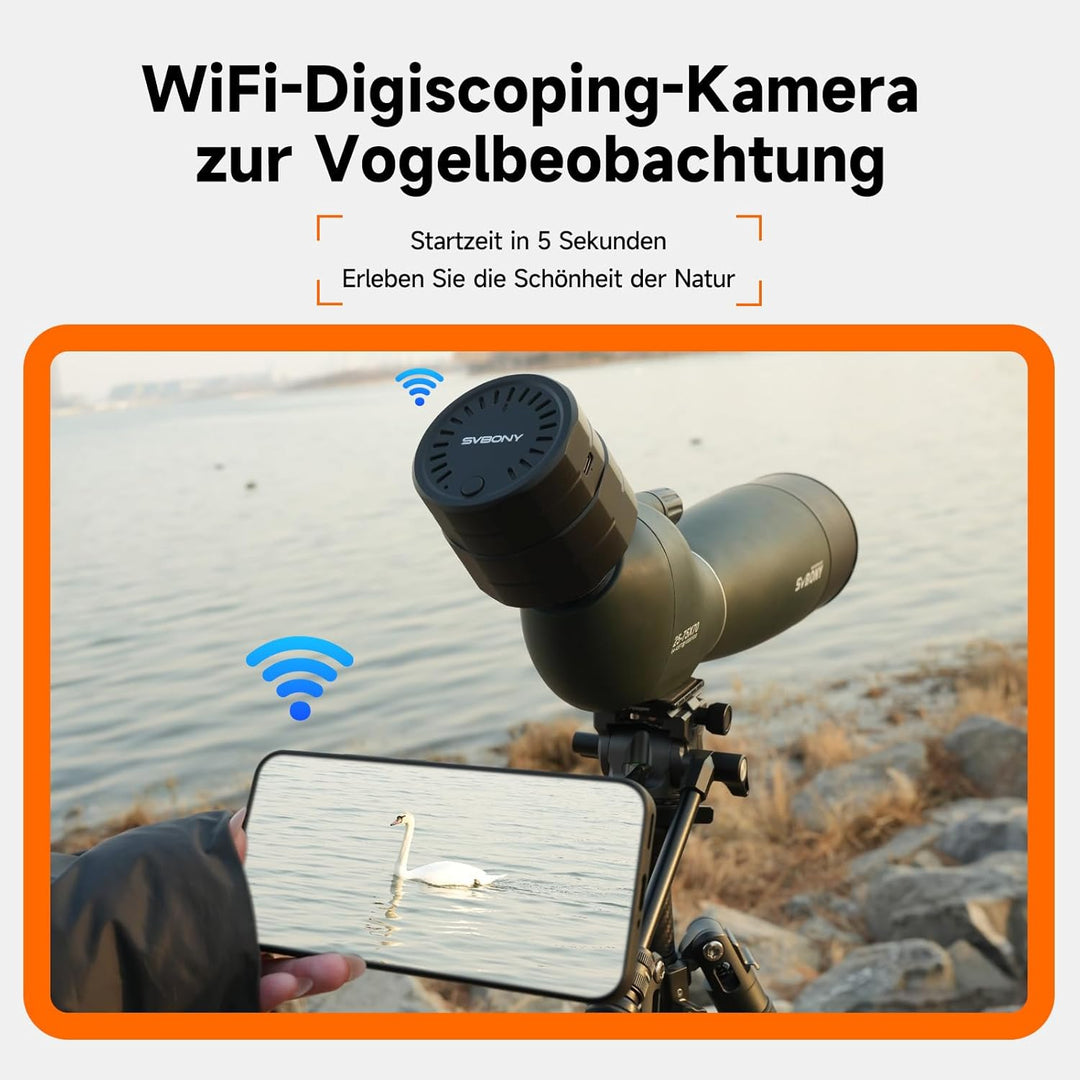 Svbony SC002 WiFi Spektiv Kamera mit SV406P ED 20–60x80 mm Spektiv, 2MP 1080P Wireless-Kamera mit 32