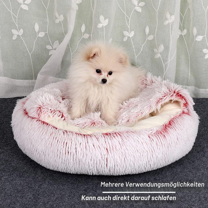 YUDANSI Katzenbett, 40cm Überdachtes Hundebett Katzenhöhlenbett Donut für Kätzchen welpen, Plüsch Ku