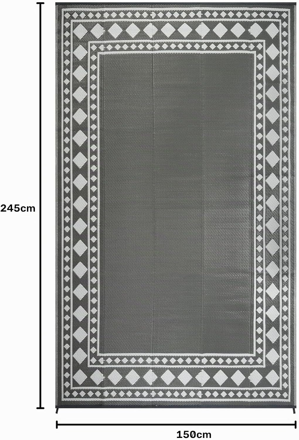Homcomodar Outdoor Teppich Wetterfest 150x245cm Wendbarer Balkon Teppich Wasserdurchlässig Vorzeltte