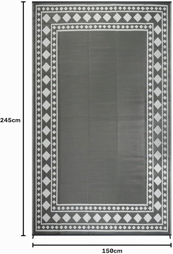 Homcomodar Outdoor Teppich Wetterfest 150x245cm Wendbarer Balkon Teppich Wasserdurchlässig Vorzeltte