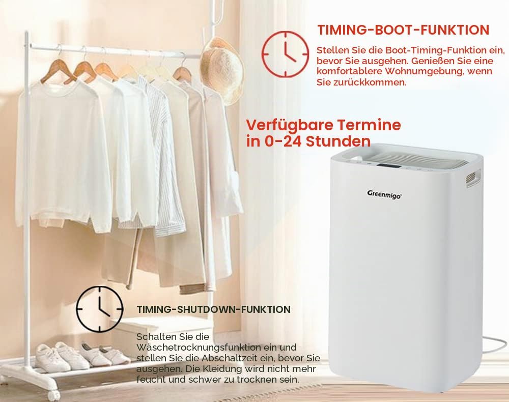 Greenmigo Luftentfeuchter 20L in 24h,Raumentfeuchter Entfeuchter mit HEPA & Aktivkohle 2in1 Vorfilte