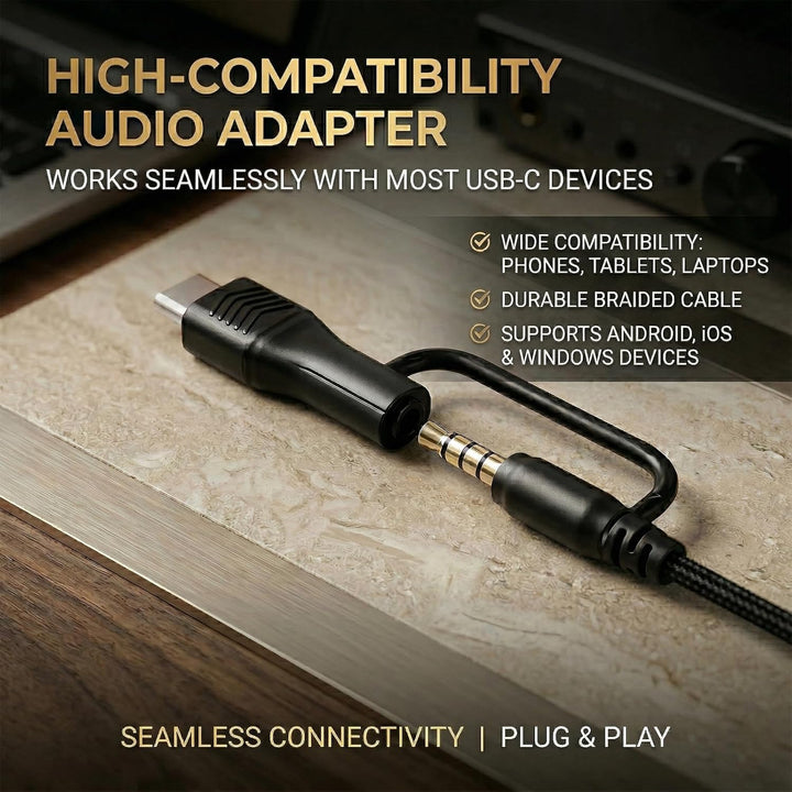 Kabelgebundene Over-Ear-Kopfhörer mit USB-C-Adapter und 3,5-mm-Klinke, Mikrofon, In-Line-Steuerung,