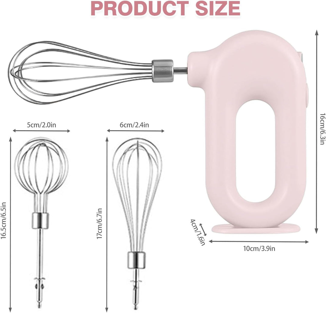Elektrischer Schneebesen, Kabelloser Hand Mixer, Edelstahl-Schwenkquirl, 4 einstellbaren Geschwindig
