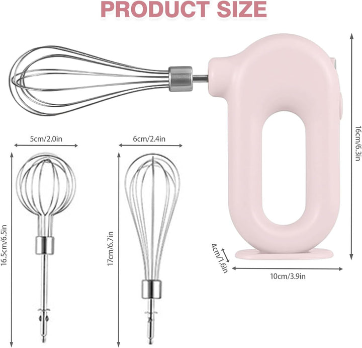 Elektrischer Schneebesen, Kabelloser Hand Mixer, Edelstahl-Schwenkquirl, 4 einstellbaren Geschwindig
