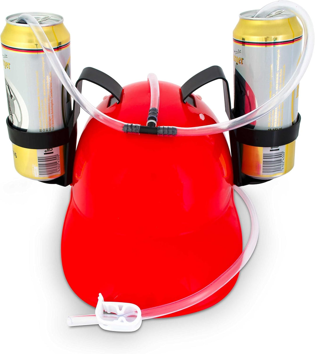 Trinkhelm 2 Dosen oder Flaschen - Rot ca. 27 x 18 x 13 cm - Bierhelm Getränkespender für Partys und