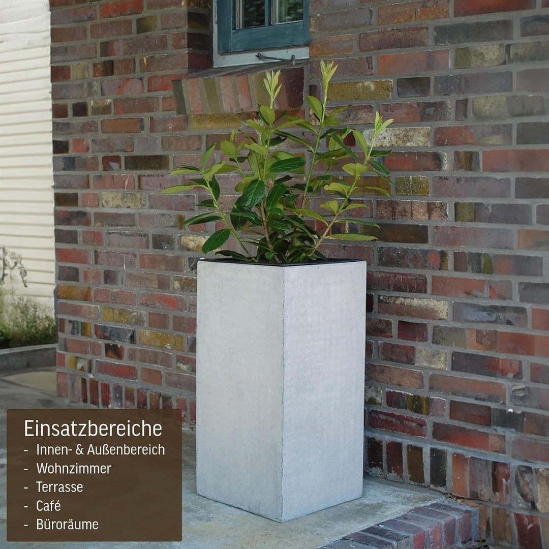 VIVANNO Pflanzkübel Blumenkübel Pflanzsäule Fiberglas Beton-Design grau Block - 60x30x30 cm 60x30x30