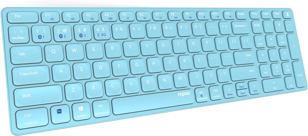 Rapoo E9700M kabellose Tastatur Wireless Keyboard wiederaufladbarer Akku flaches Aluminium Design DE
