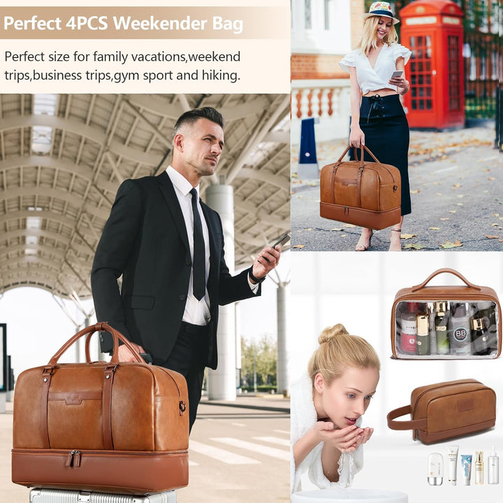 Wogarl Weekender Tasche für Damen Herren Grosse Übernachtungstasche Reisetasche Seesack, Helles Brau