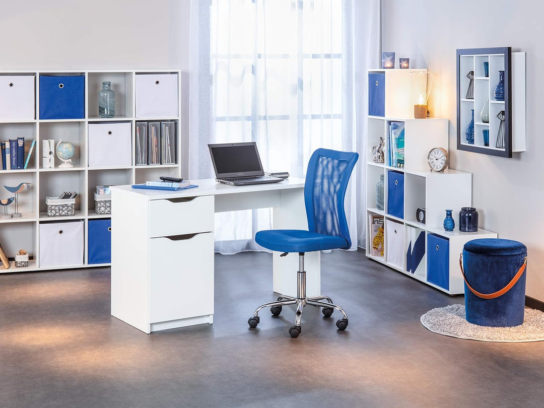 Verstellbarer Bürostuhl mit Rollen aus Kunstleder und Polyester